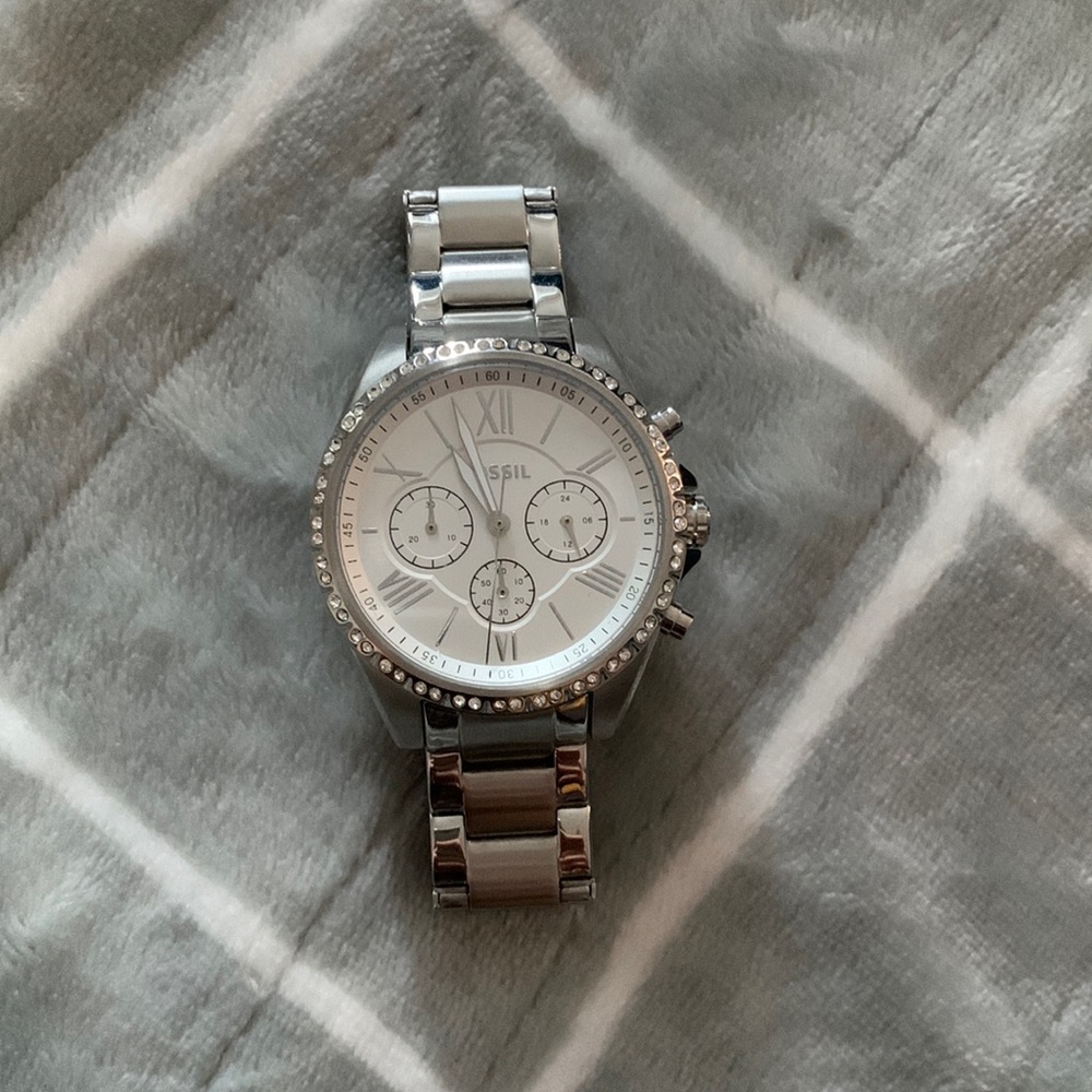 Silver Fossil Watch